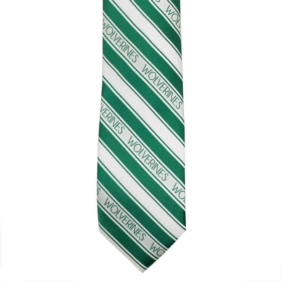 Stripped green and white youth tie